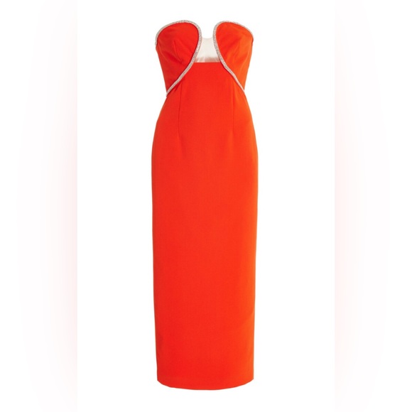 Self Portrait Embellished Crepe Midi Dress in Red - Picture 1 of 5
